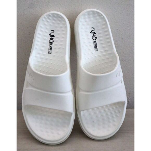 Ryka Women's Sz 12M Brilliant White Restore Recovery Slip-On Slide Sandals - Picture 3 of 8